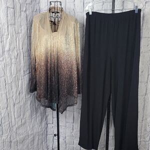 Onyx Nite‎ 3 Pc. Set Gold Ombre Jacket, Top, Pants Evening Wear 16W